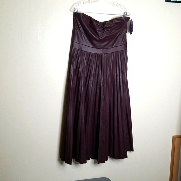 Scoop Strapless Dark Brown Leather Dress Size 12-14 NWT - Picture 1 of 6